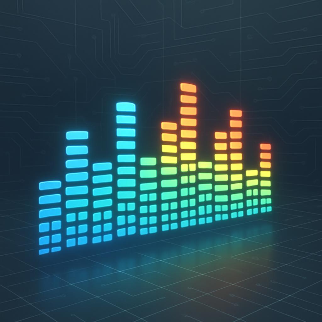 "grafico de este sonido de distortion tecnico de las computadoras modernas"